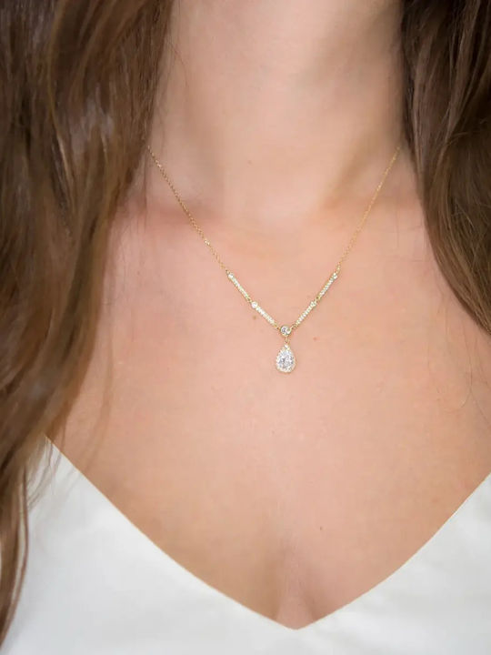 Set with Necklace Earrings Ring & Bracelet from 14K Gold with Stones