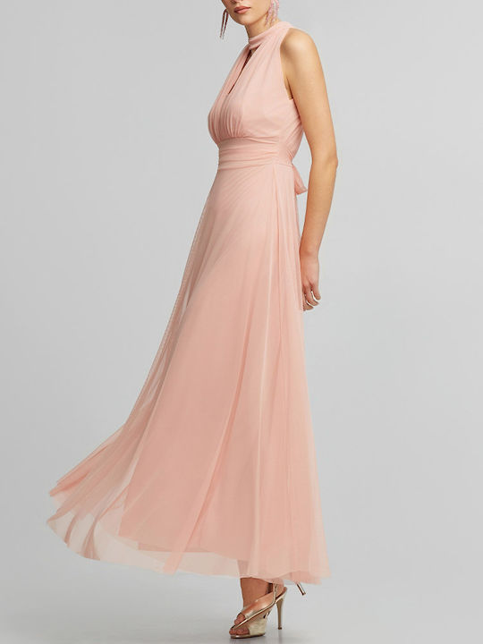 Summer Maxi Dress for Wedding / Christening with Tulle Salmon