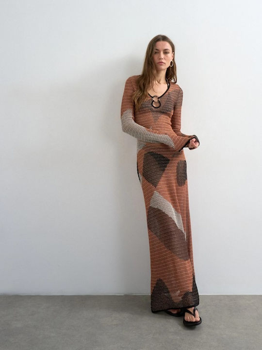 Topshop Γυναικείο Μακρύ Φόρεμα Παραλίας Πορτοκαλί