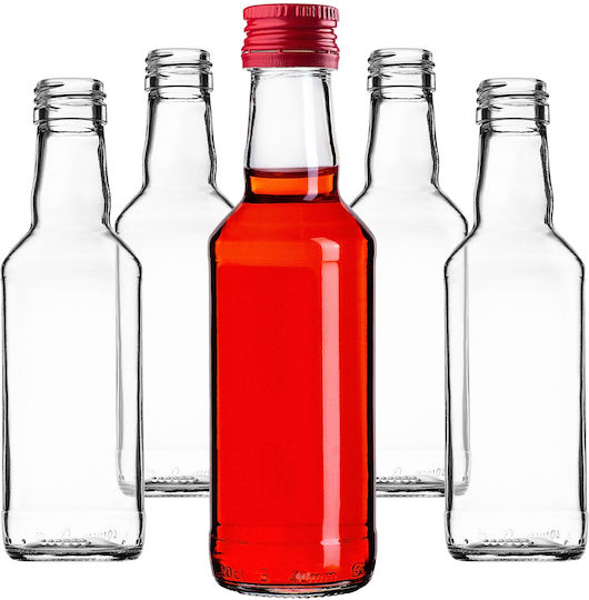Glass Bottle 200ml Red Cap 1 Pc