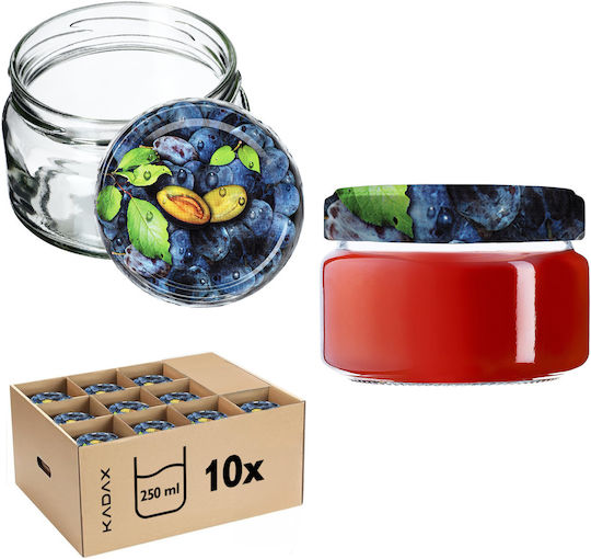 Kadax Glass Jar with Lid 250ml (10pcs)