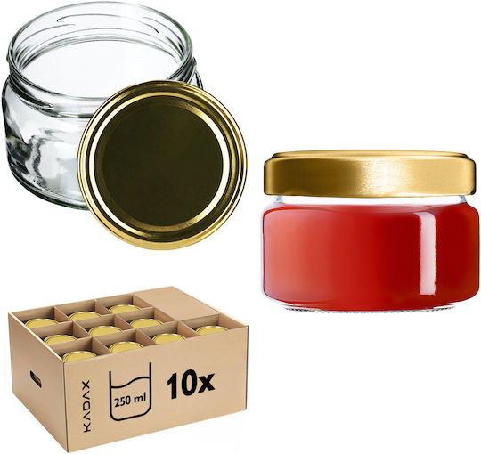 Kadax Borcan Sticlă Cu Capac 250ml (10 Buc)