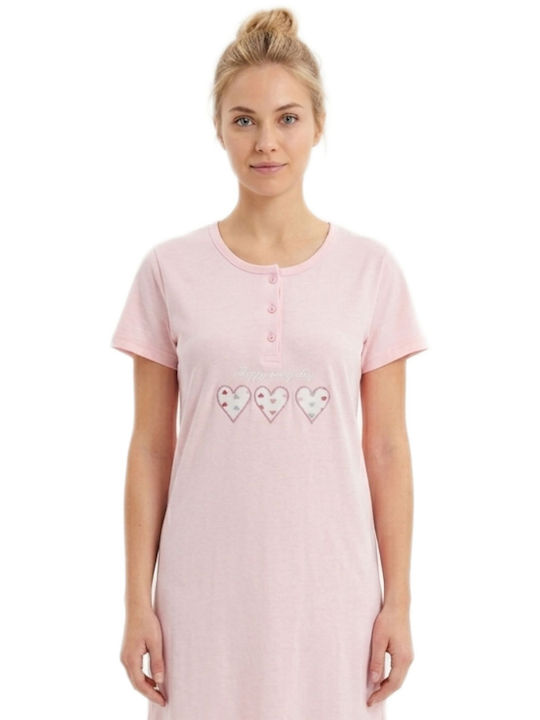 Caress Sommer Baumwoll Nachthemd Damen Caress Rosé