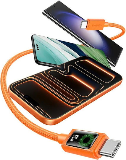 Usams USB 2.0 Kabel USB-C männlich - USB-C 60W PD Orange 1,2m SJ773USB02