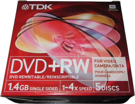 TDK Wiederbeschreibbare DVD+RW 4x 1.4GB 5Stück