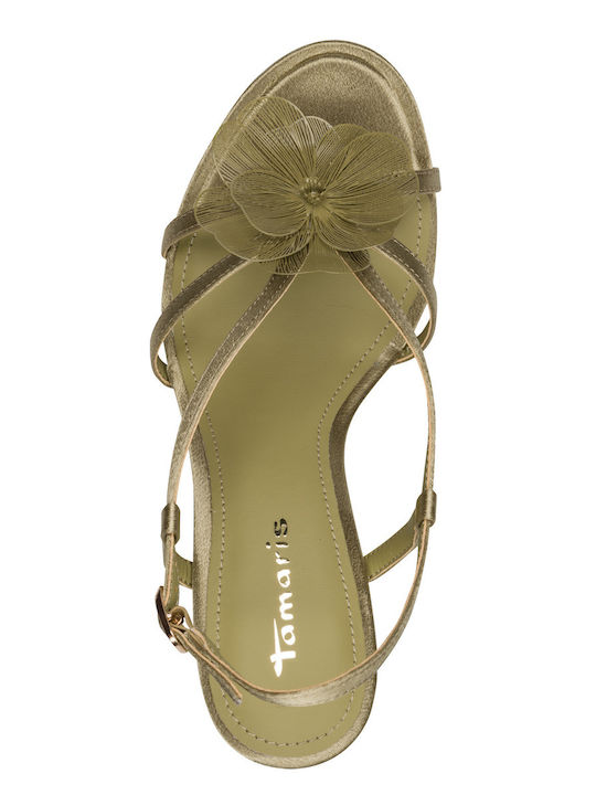 Damen Sandalen Grün Leder