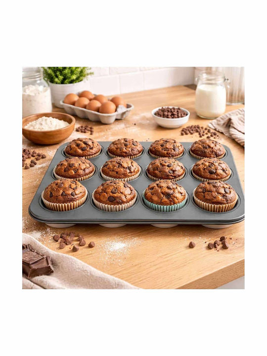 Pal Bakeware Tin for Cupcakes/Muffins Stainless Steel 12 Sockets