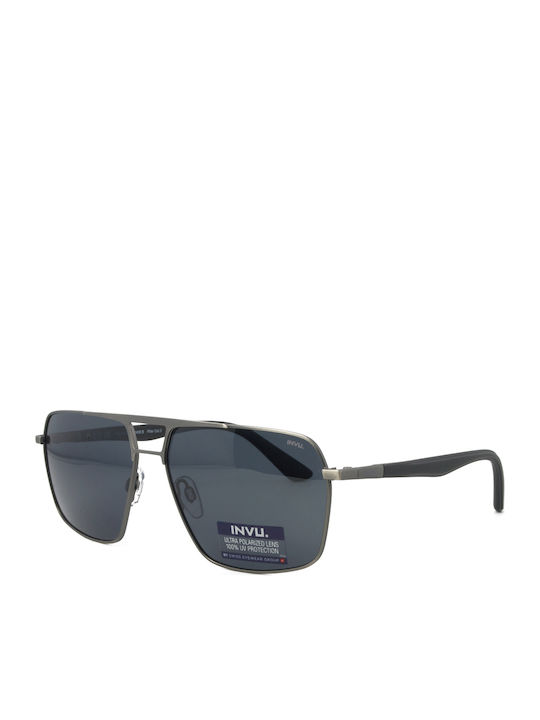 Invu Herren Sonnenbrille mit Gray Metall Gestell und Blau Linse IB12406B