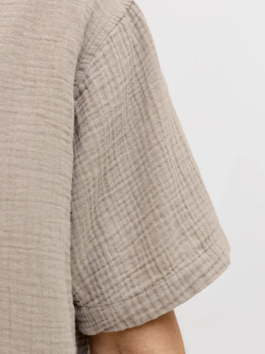 Памучна Риза с Къс Ръкав със Стандартна Кройка Vintage Khaki