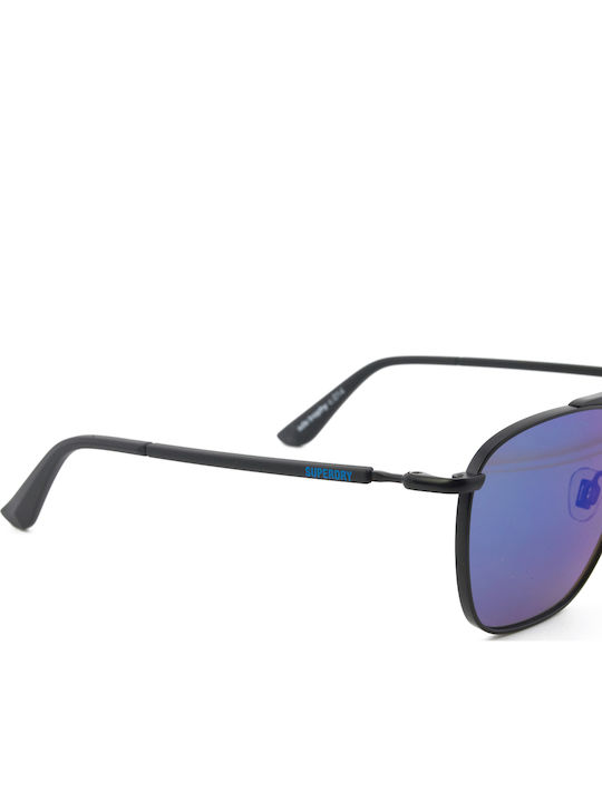 Superdry Trophy Men's Sunglasses with Black Metal Frame and Blue Lens
