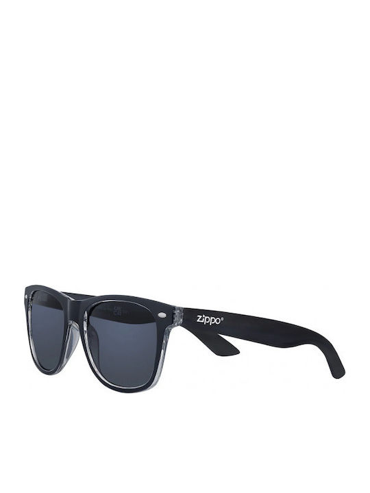 Zippo Unisex Sunglasses with Black Plastic Frame and Black Lens OB21-34