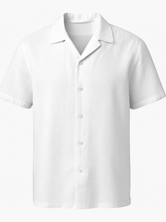 Short Sleeve Linen Shirt in Regular Fit White