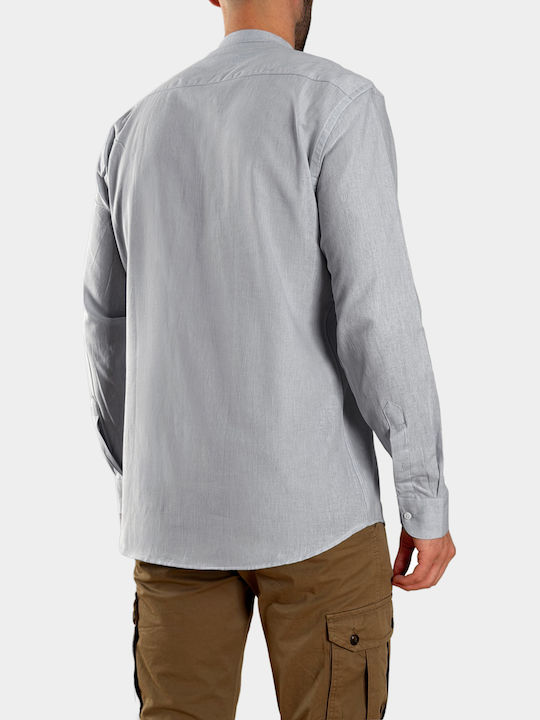 Long Sleeve Linen Shirt in Regular Fit Light Blue