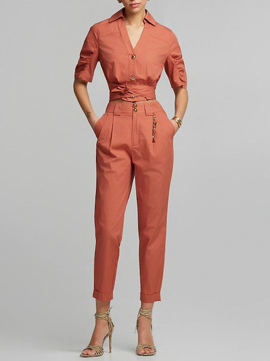 Women's Fabric Trousers Terracotta