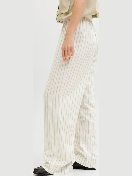 Women's High Waist Fabric Trousers Off White