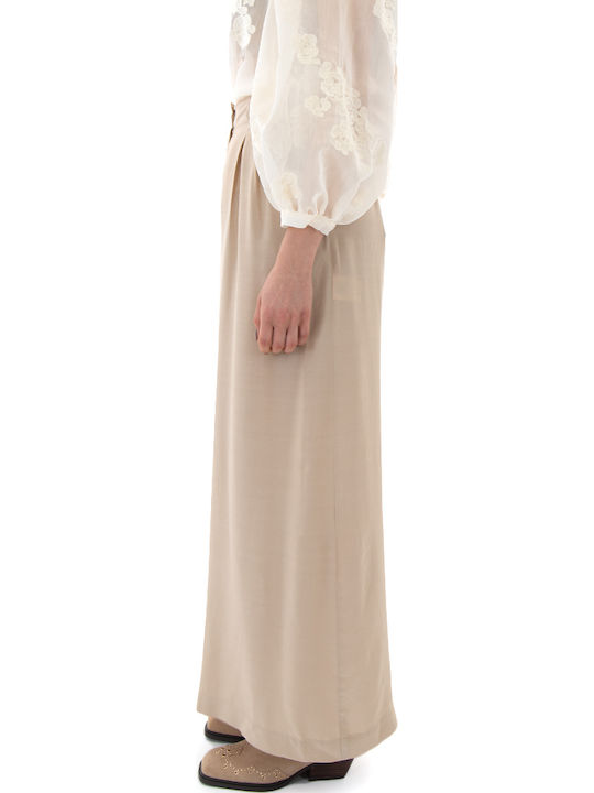 Damen Hochbund Pantaloona in Breit Bein Stil Beige S26B3290-Beige