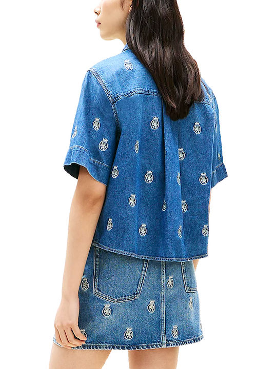 Tommy Hilfiger Short Sleeve Women's Shirt Blue