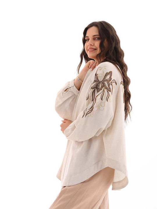Long Sleeve Women's Shirt Ecru