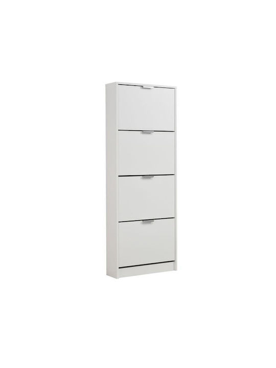 Ξύλινη Παπουτσοθήκη Base 14 με 4 Ράφια Λευκή Μ58xΠ18xΥ155.5cm