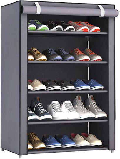 Fabric Shoe Organizer with 5 Shelves Gray 60x30x90cm HUH-0180