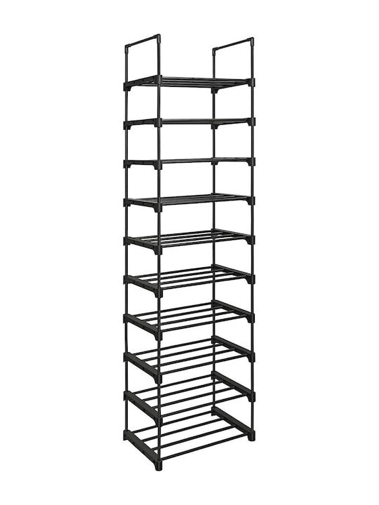 Πλαστική Παπουτσοθήκη με 10 Ράφια Black Μ45xΠ30xΥ174cm