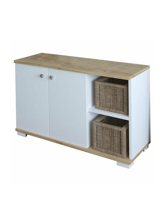 Deril Wooden Shoe Organizer with 2 Shelves White / Sonoma 90x33x52.5cm