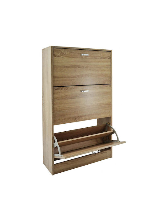 Wooden Shoe Organizer with 3 Shelves Beige 63x24x115cm