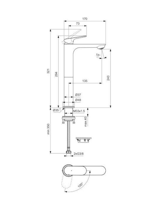 Ideal Standard Tall Black Mixing Sink Faucet