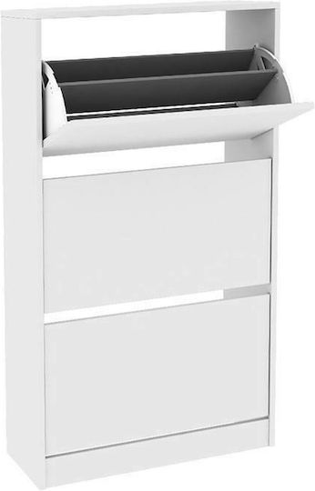 Wooden Shoe Organizer with 3 Shelves White 73x26x119cm