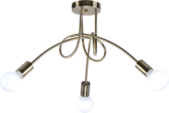 Home Lighting KQ 2627/3 Quirky Κρεμαστό Φωτιστικό Μπρούτζινο 43x43x38εκ.