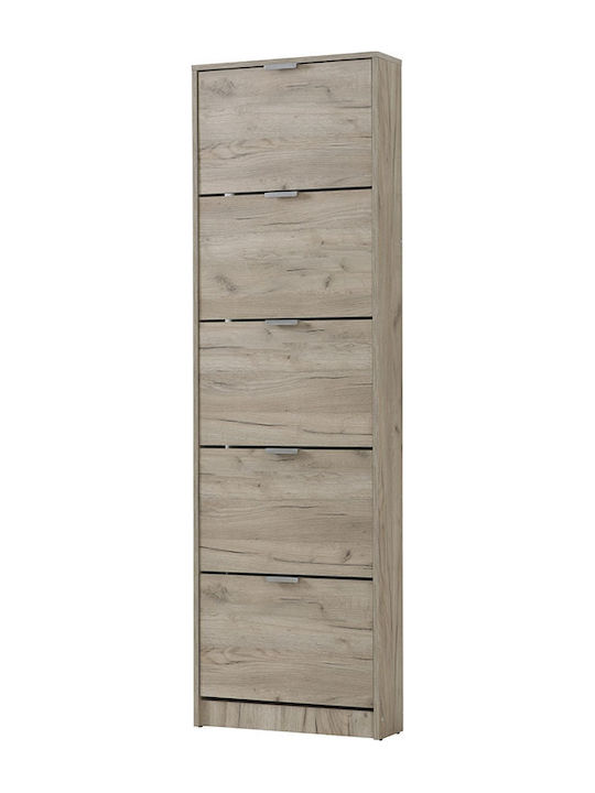 Ξύλινη Παπουτσοθήκη Base 15 με 5 Ράφια Grey Oak Μ58xΠ18xΥ191.5cm
