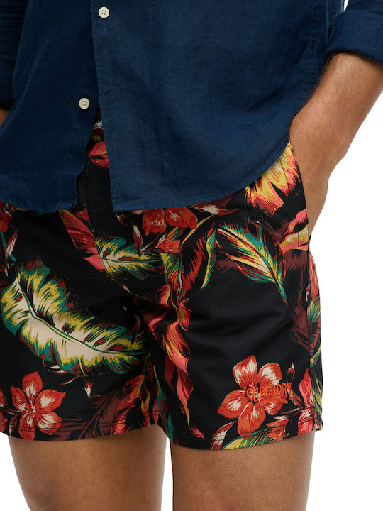 Hawaiian Men's Swimwear Shorts Kjn Cuban Nights Black with Prints M3010264A KJN