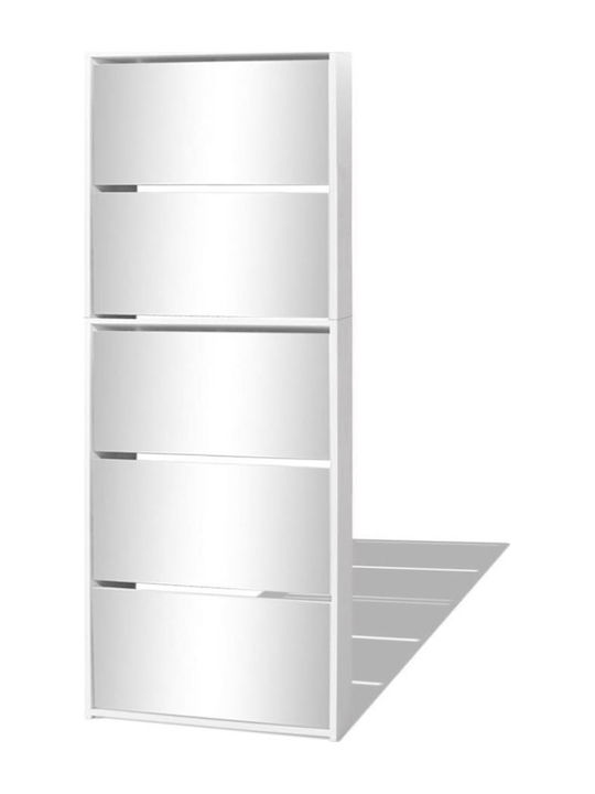 Suport pentru pantofi cu 5 Rafturi Albă L63xW17xH169.5cm