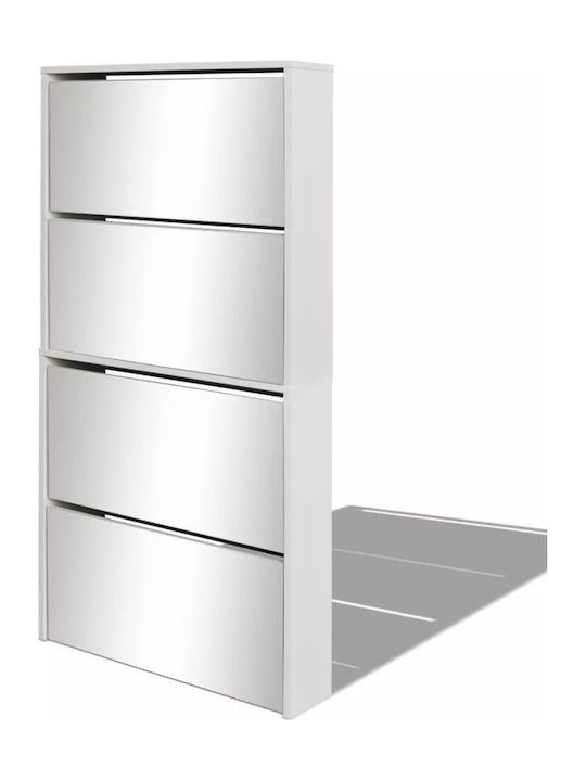 Holz Schuhschrank mit 4 Regalen Weiß L63xW17xH134cm