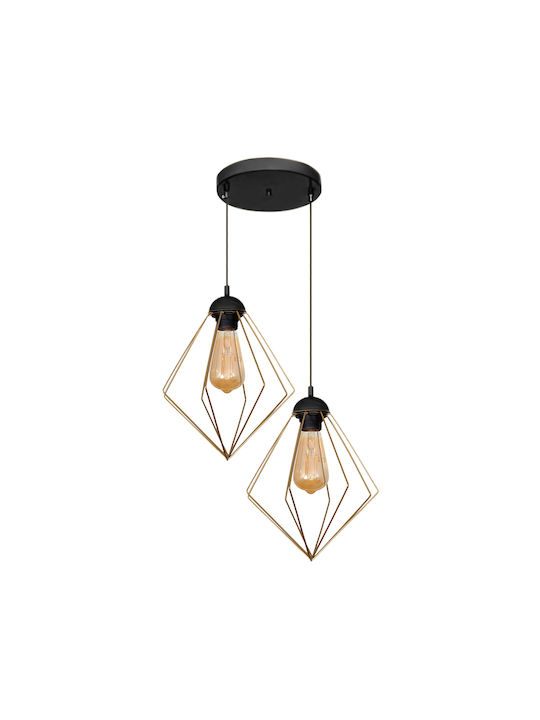 Megapap Nura Κρεμαστό Φωτιστικό Χρυσό με Ντουί E27 40x40x70εκ.
