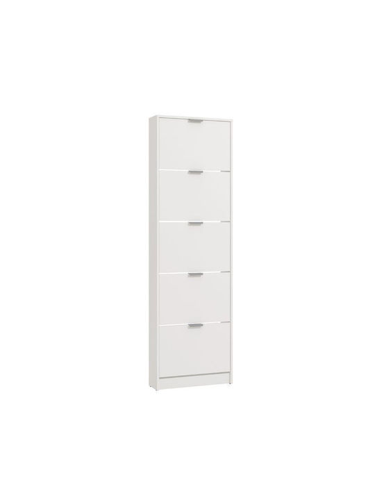 Base 15 Wooden Shoe Organizer with 5 Shelves White 58x18x191.5cm