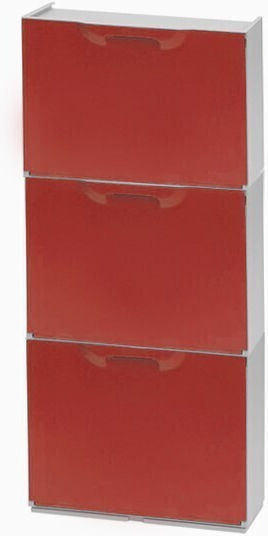 Plastik Schuhschrank Unika mit 3 Regalen Red L51xW17.3xH123cm