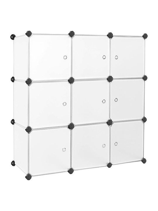 Multifunctional Plastic Shoe Organizer White 93x31x93cm 9 Cubes