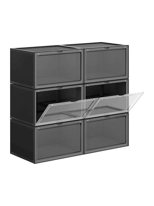 Plastic Shoe Organizer with 3 Shelves Black 72x28x66cm