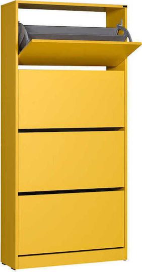 Ξύλινη Παπουτσοθήκη Flat Duo με 4 Ράφια Κίτρινη Μ73xΠ26xΥ157cm