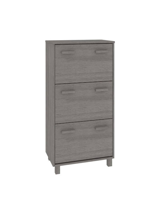 Wooden Shoe Organizer with 3 Shelves Gray 59.5x35x117cm