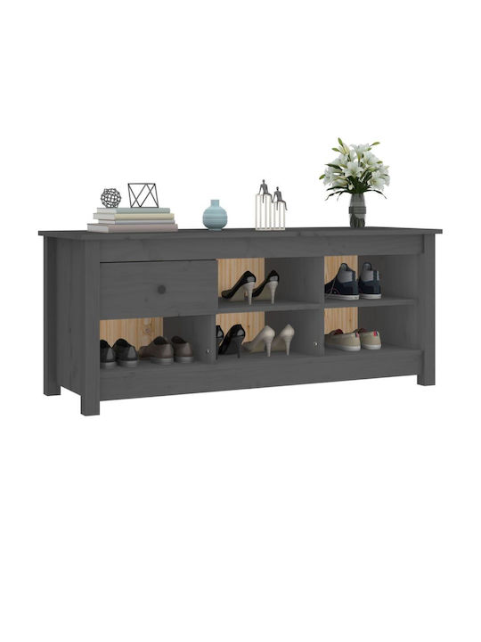 Schuhschrank aus Massivholz mit 5 Regalen Grey L110xW38xH45.5cm