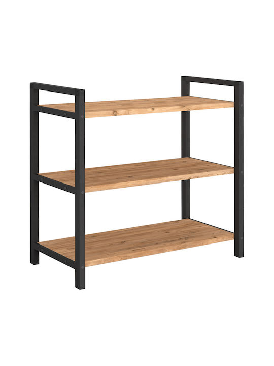 Navari Wooden Shoe Organizer with 3 Shelves Black / Pine Oak 66x36x70cm