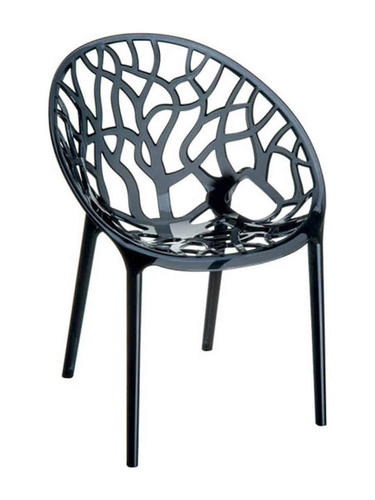 Crystal Dining Room Polypropylene Chair Black Transparent 59x60x80cm