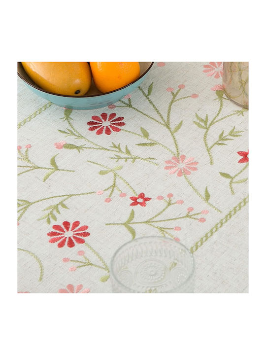FRIPIA Linen Tablecloth with Floral Embroidery 120x160cm