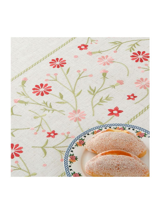 FRIPIA Linen Tablecloth with Floral Embroidery 120x160cm