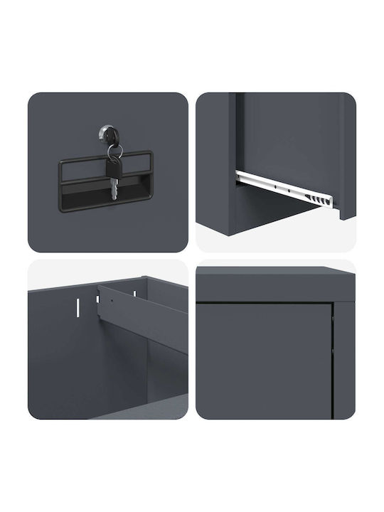 Metal Office Drawer With Lock Anthracite 45.5x42x106.5cm