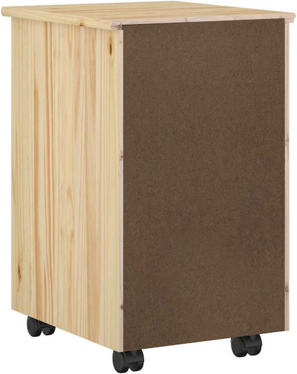 Office Drawer Made of Solid Wood with Wheels Brown 34x39x56cm