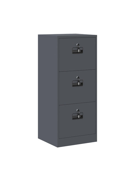 Metal Office Drawer With Lock Anthracite 45.5x42x106.5cm