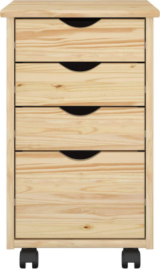 Office Drawer Made of Solid Wood with Wheels Brown 34x39x56cm